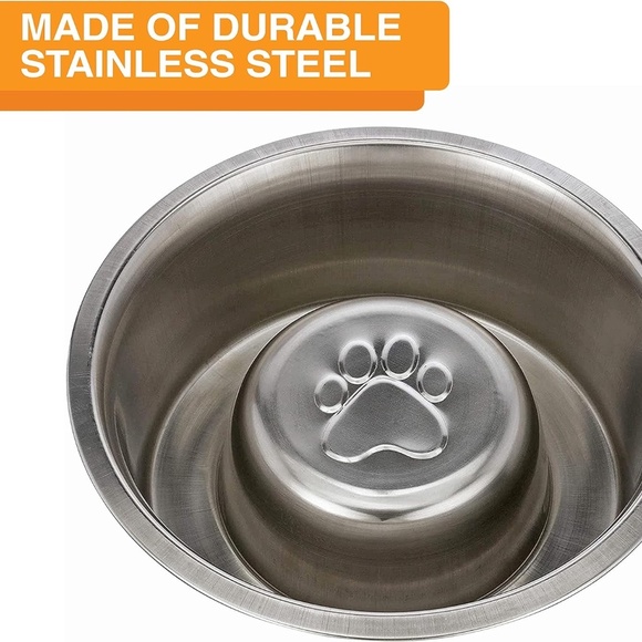 NWOT Stainless Steel Slow Feed Bowl for Dogs - Fits in Raised Feeders (3 Cup) - Picture 6 of 7